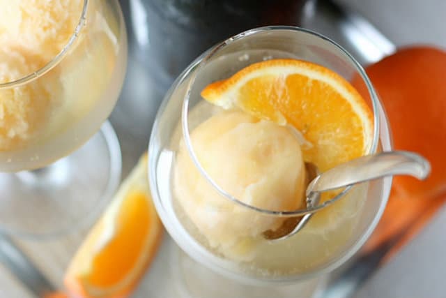 Tangerine Sorbet Champagne Floats
