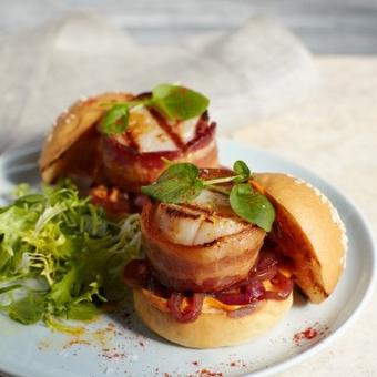 Bacon Wrapped Scallop Sliders