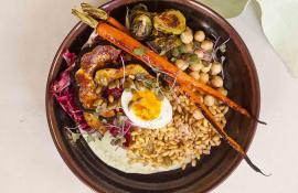 FARMERS’ MARKET VEGETABLE BOWL WITH YOGURT GREEN GODDESS AND SALTY PEPITAS