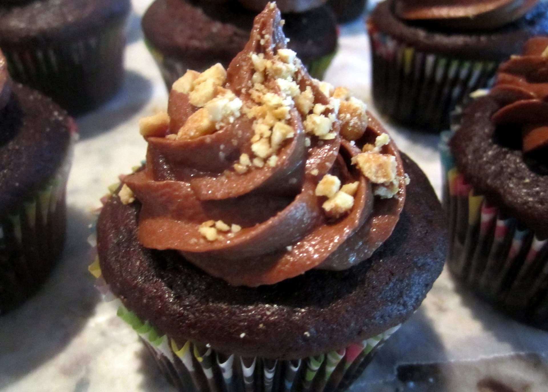 Overnight Whole-Wheat Chocolate Cupcakes with Peanut Butter Filling and Chocolate-Peanut Butter Frosting 