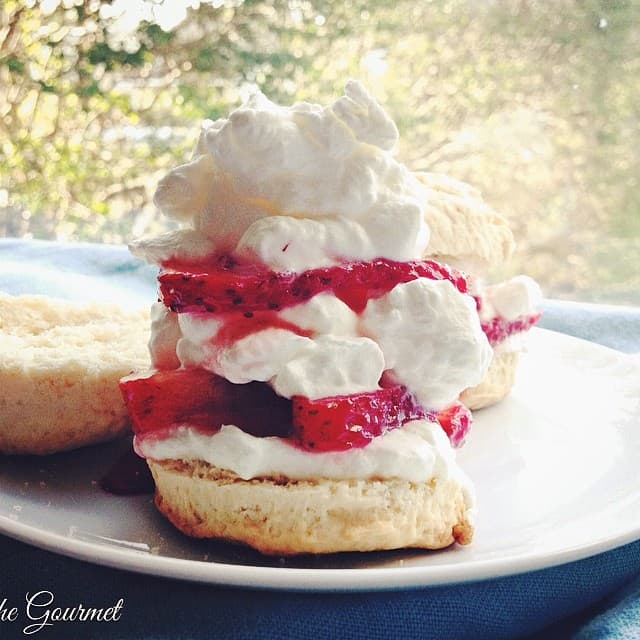 Strawberries & Cream with Rosemary Shortcakes 
