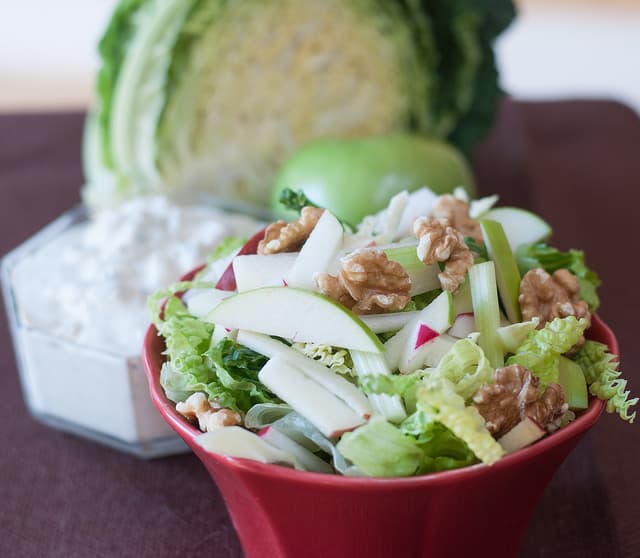 Crisp Winter Salad with Maple Gorgonzola Dressing