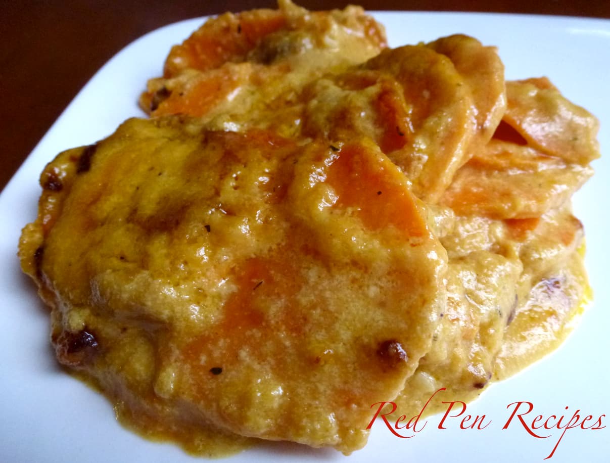 Pumpkin scalloped sweet potatoes