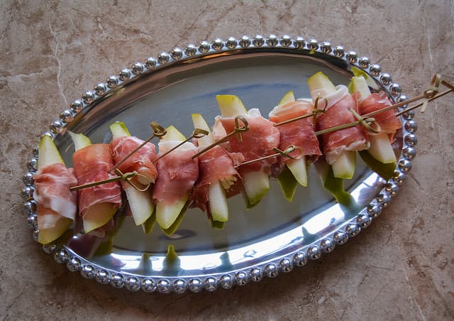 Prosciutto and Blue Cheese Wrapped Pear Bites
