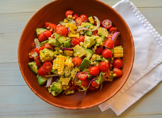 Tomato, Corn and Avocado Salad with Cilantro Lime Vinaigrette