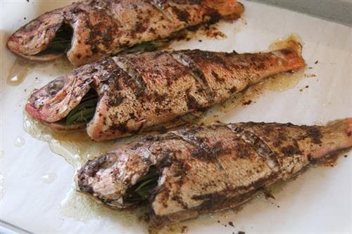 Jerk Fish Stuffed with Callaloo