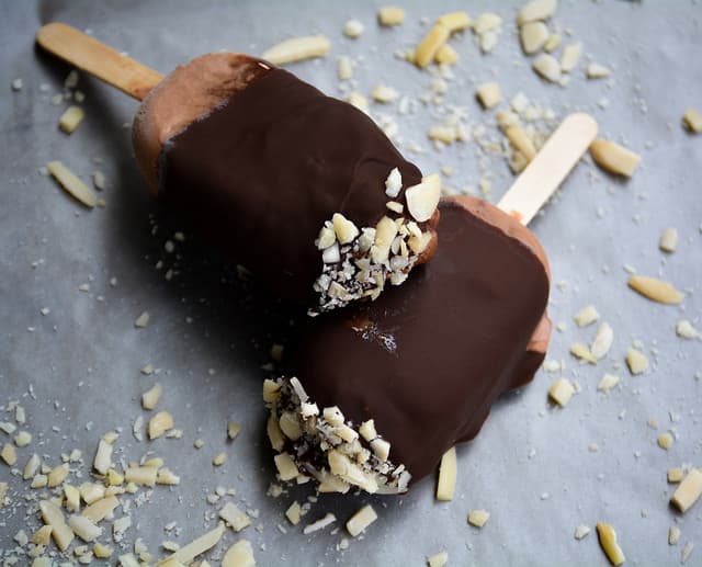Double Dark Chocolate and Almond Ice Cream Bar Recipe { Dairy Free }