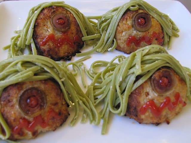 Cyclops Meatballs With Scary Green Hair
