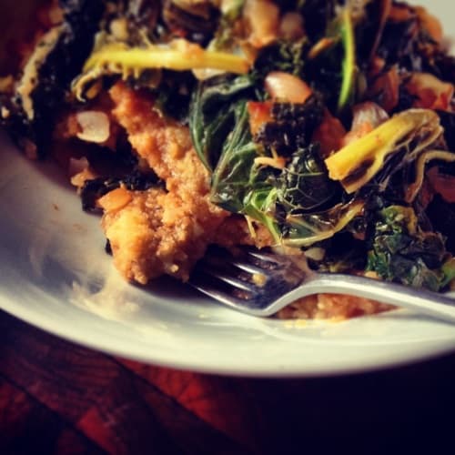 Kale and Apples over polenta