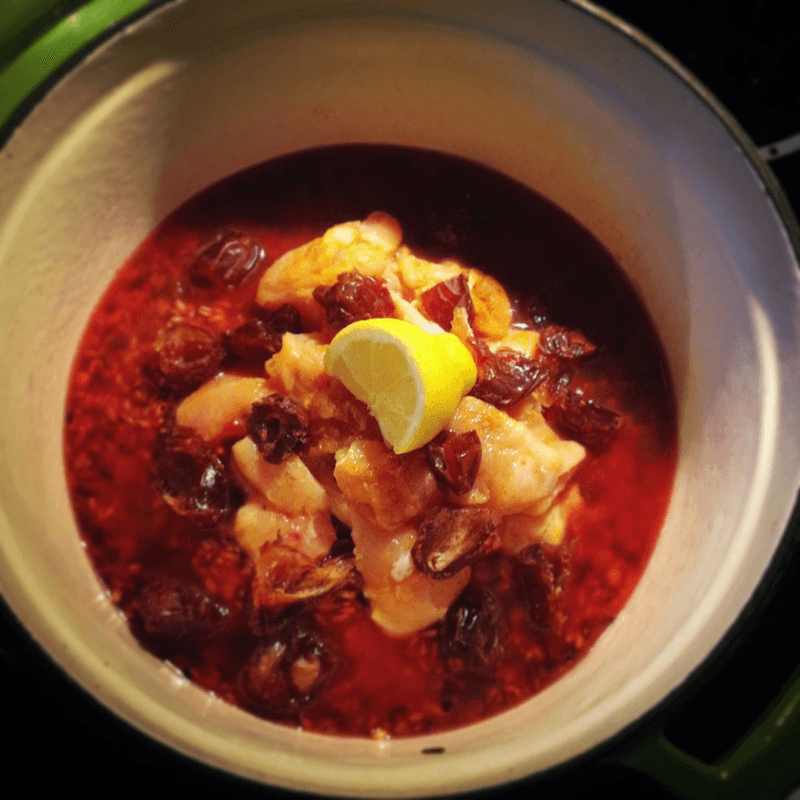 Baked Chicken with lemon and dates