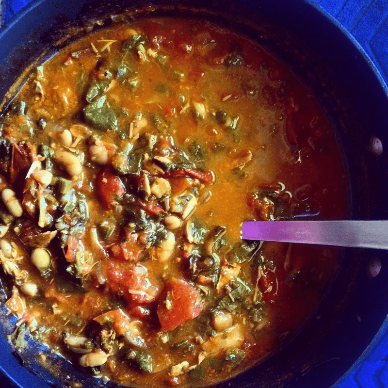 Tomato & Turkey Stew with kale and white beans