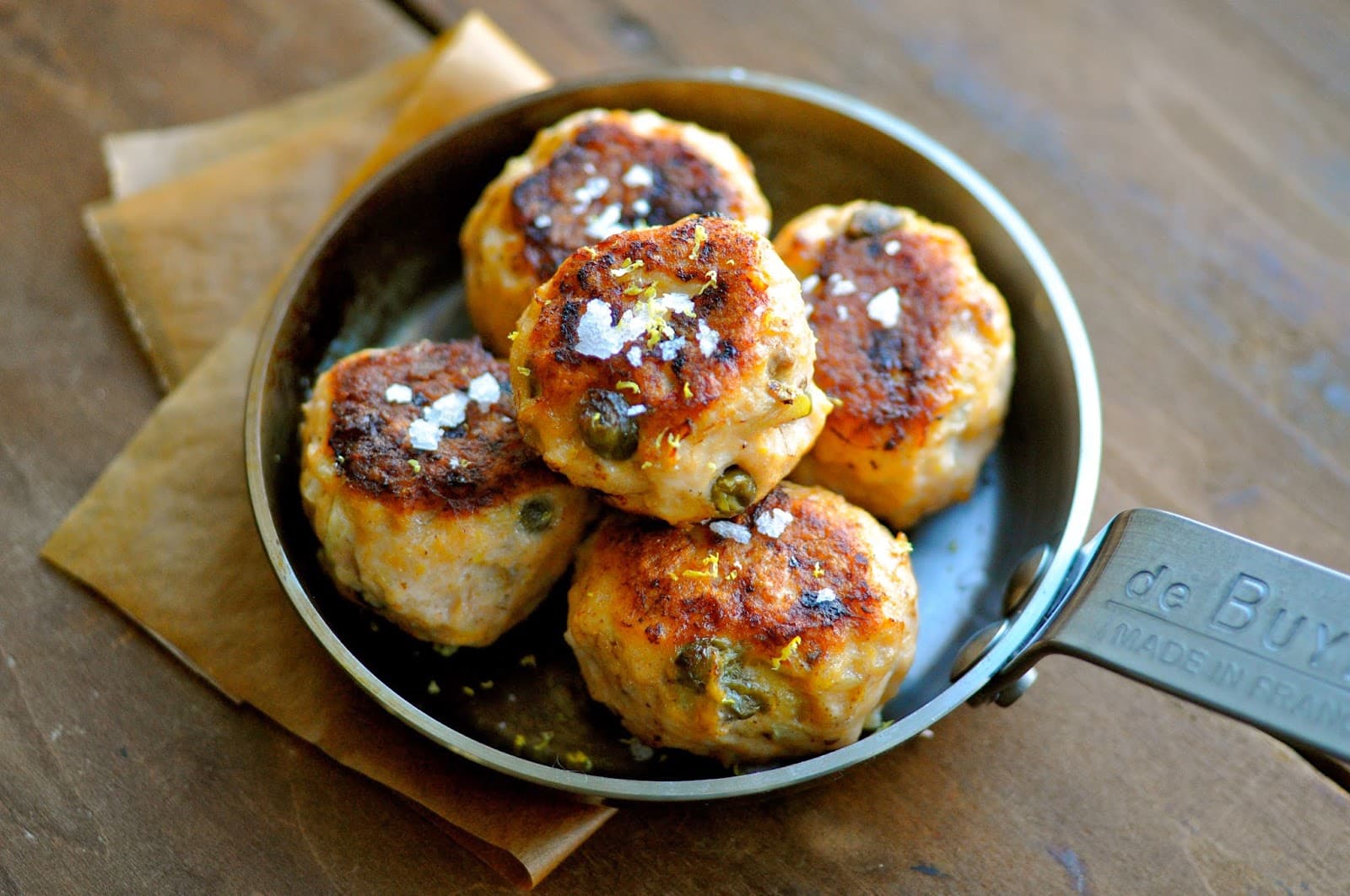 Salmon Cakes with Capers, Apple & Lemon