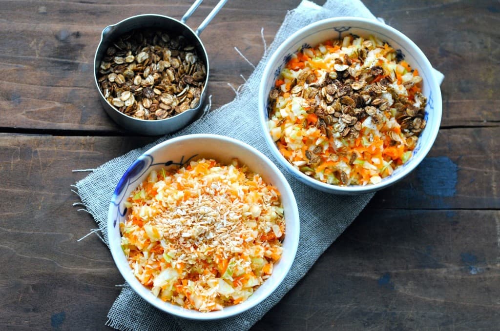 Carrots and Cabbage with Ginger and two kinds of topping