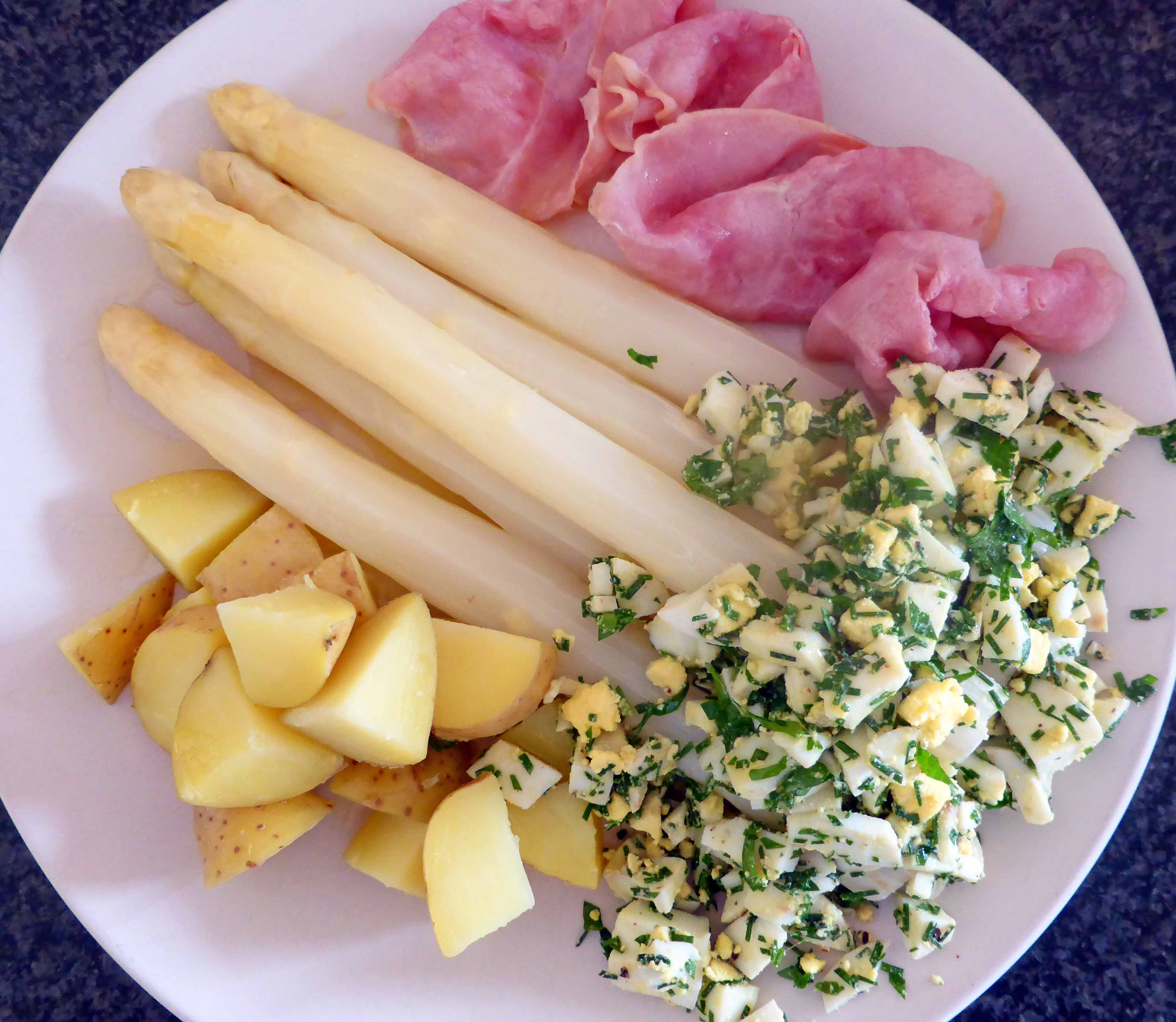 White Asparagus with Eggs and Fresh Herbs
