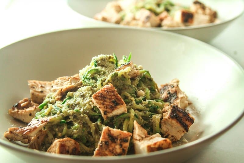 Avocado Pesto with Zucchini Pasta