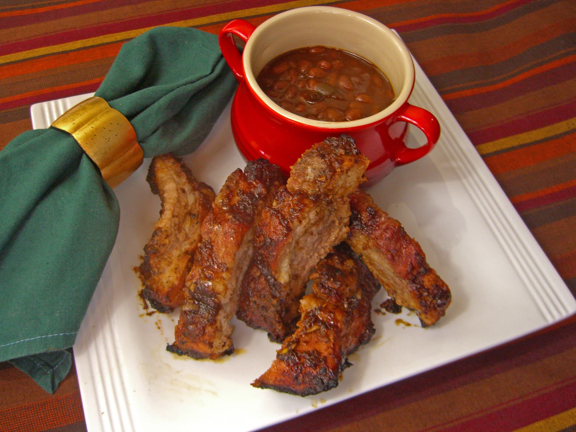 Barbecued Baby Back Pork Ribs and Bush's Grillin' Beans