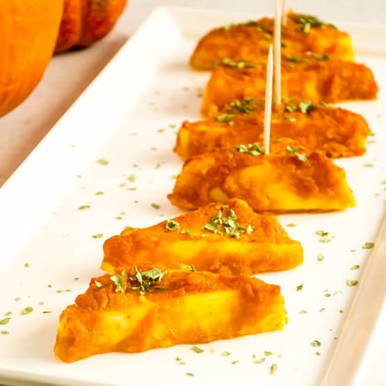 Baked paneer in pumpkin sauce