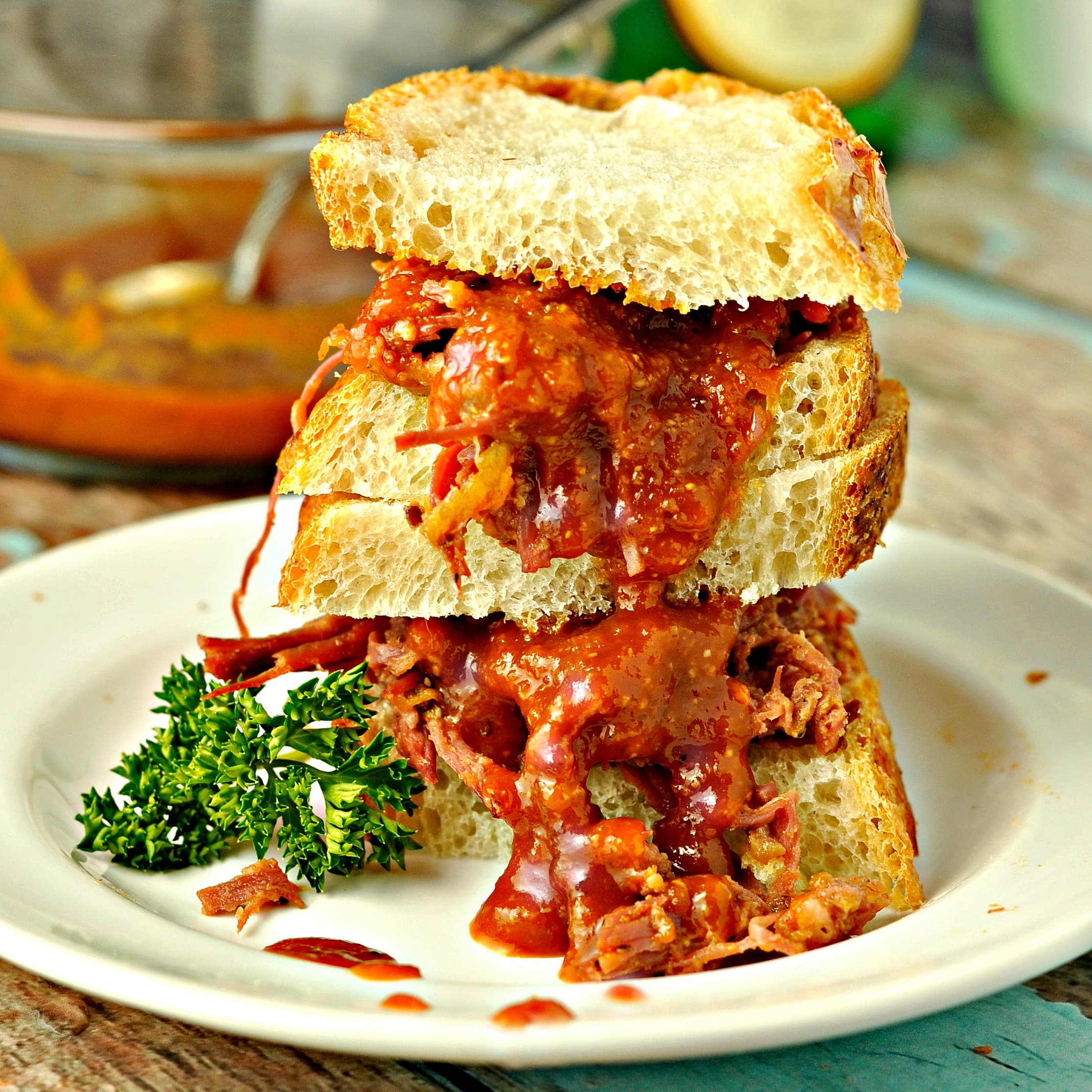 Beer Braised Brisket with Ding Dang Good Sauce