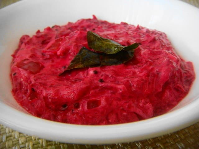 Beetroot Pachadi OR Beet & Yogurt Salad With Mustard Seeds