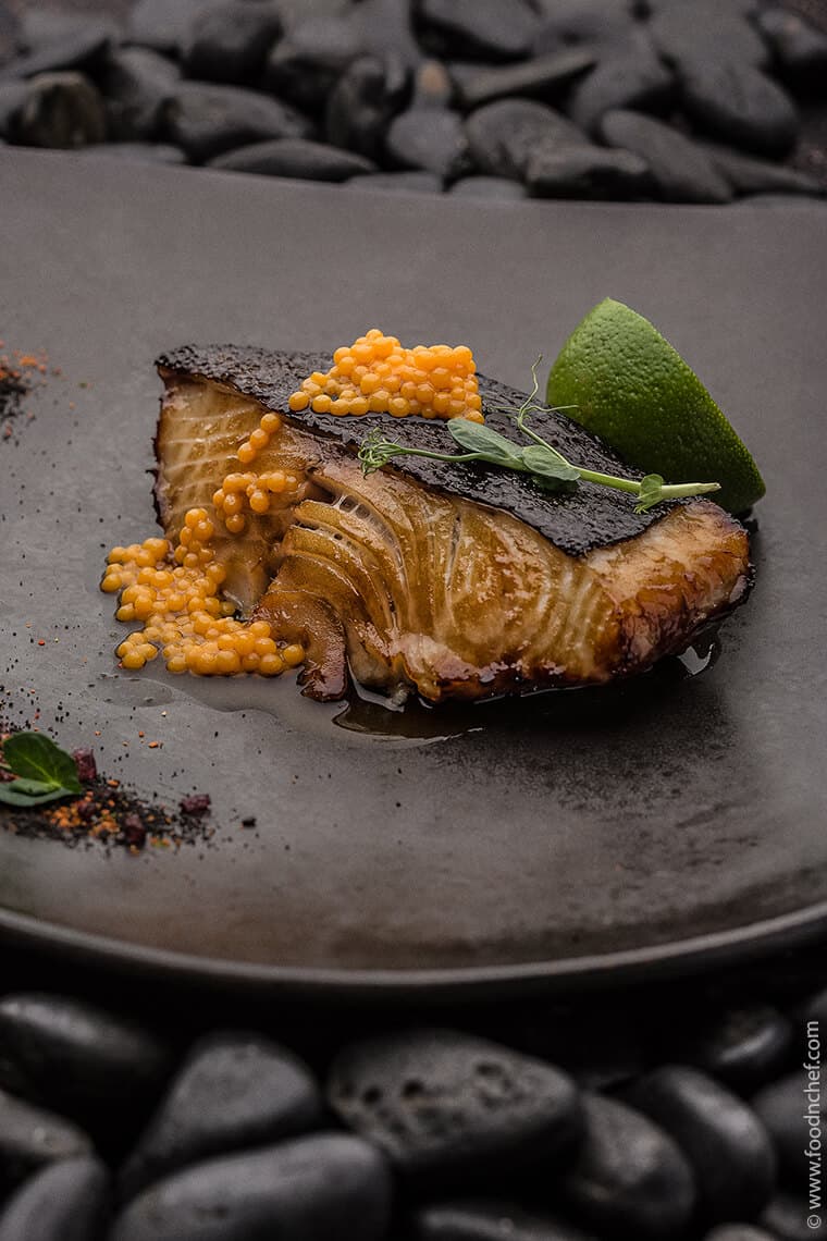 Black Cod with Mango Caviar