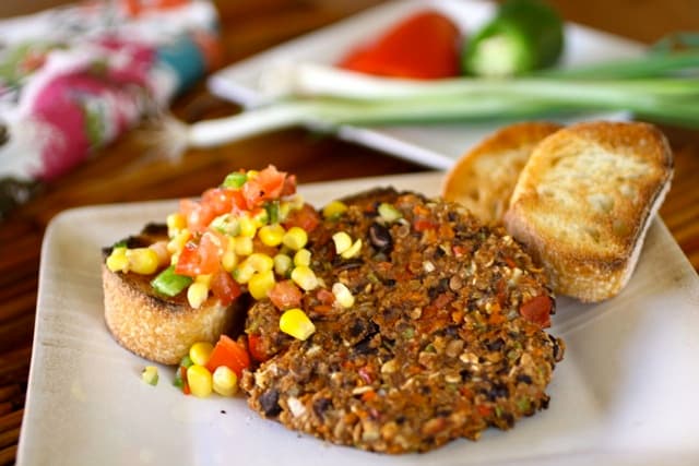 Black Bean and Veggie Burgers with Corn Salsa