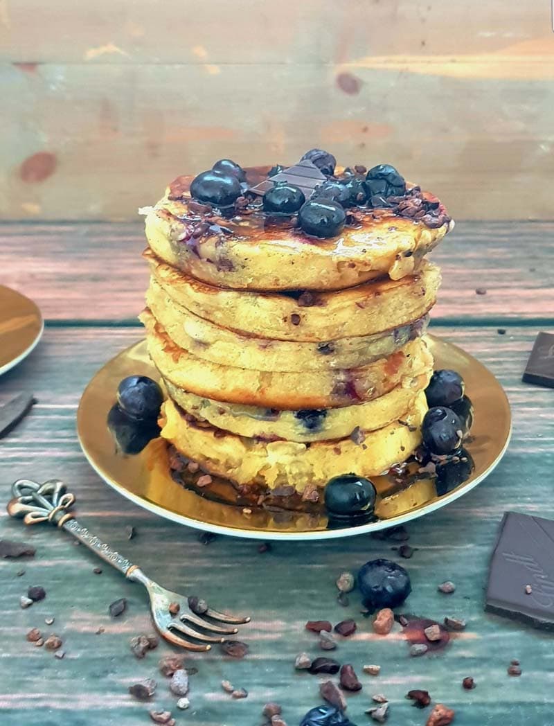 Blueberry, Chocolate & Cocao Superfood Pancakes - Gluten-Free/Paleo/Vegan