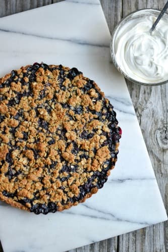 Blueberry Crumble Tart with Cream Cheese Whipped Cream