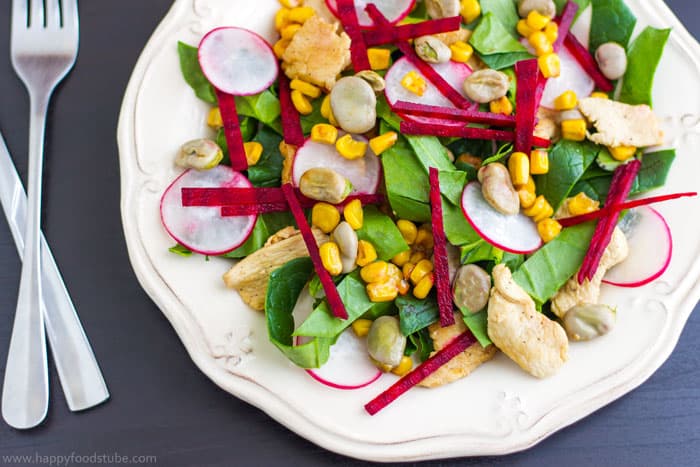 Chicken Salad with Lima Beans, Beets & Spinach
