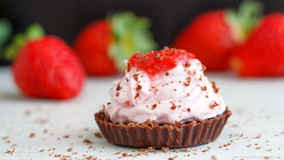 Mini Chocolate Strawberry Mousse Dessert for Valentines Day