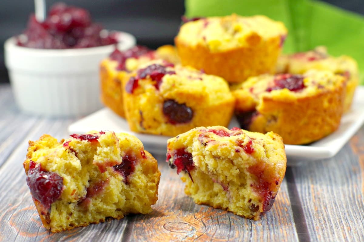 Cranberry Swirl Cornbread Muffins