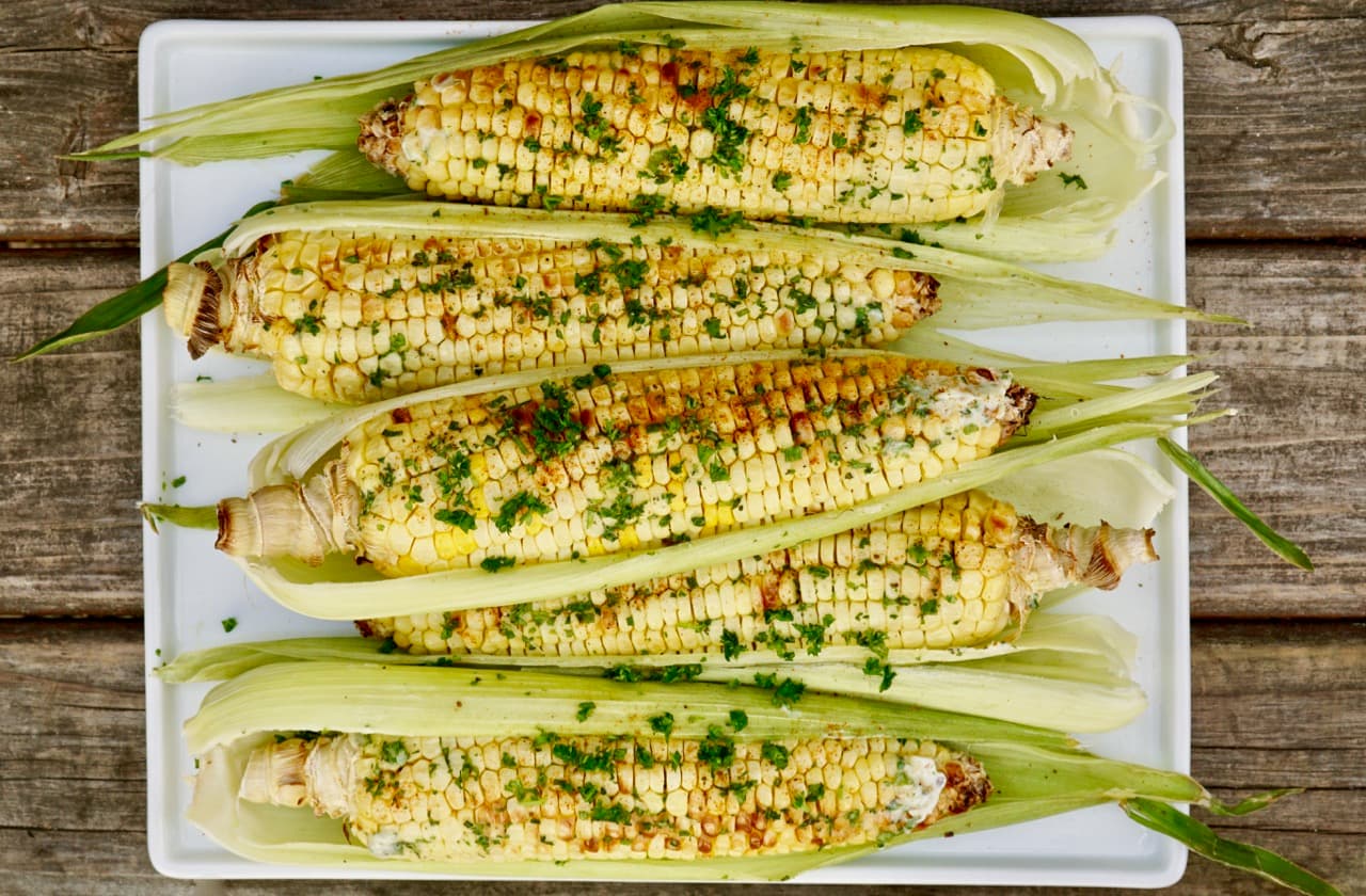 Oven Roasted Corn With Herb Butter