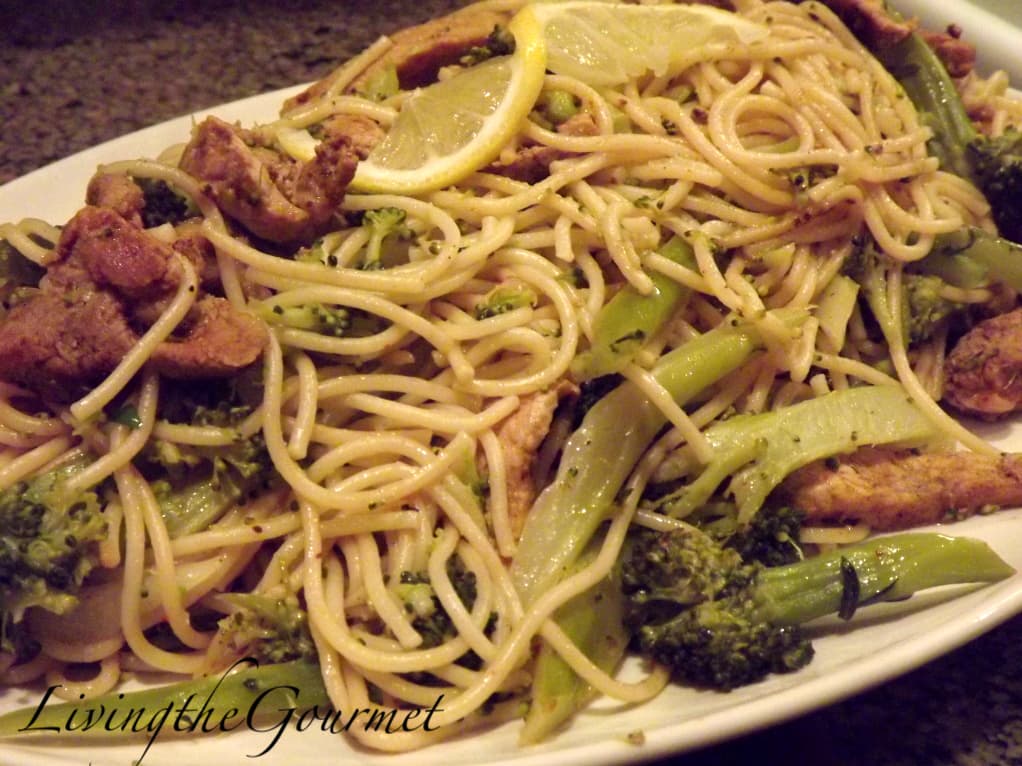 Broccoli, Grilled Pork Strips and Spaghetti!!!