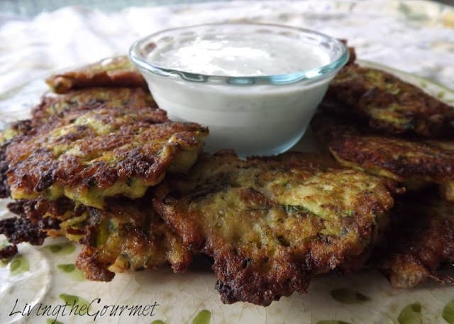 Zucchini Fritter Appetizer with Sour Cream Dip