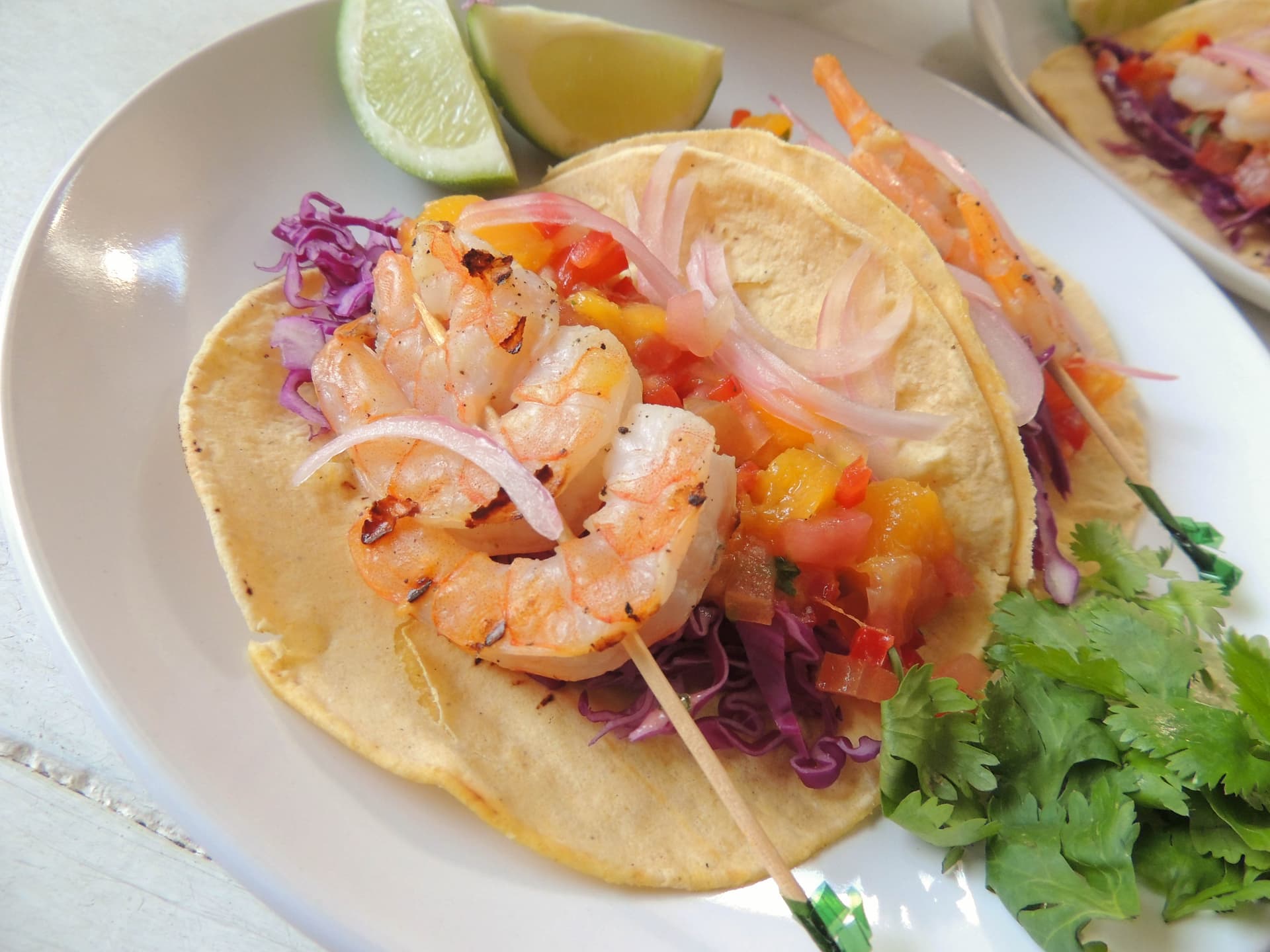 Shrimp tacos with mango salsa