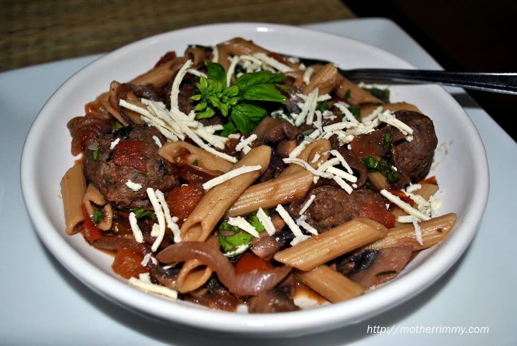 Savory Chicken Meatballs with Penne Pasta