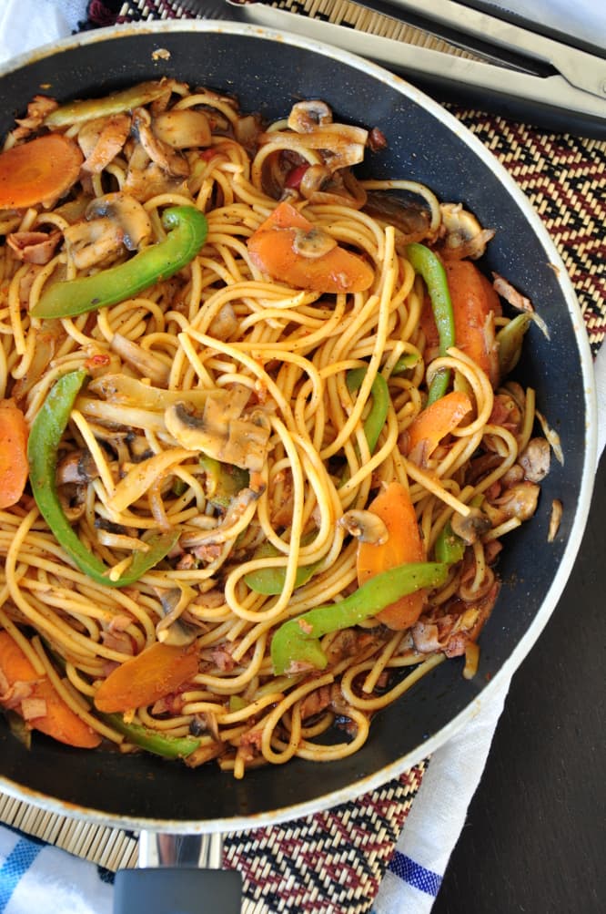 Mom's Stir Fried Spaghetti