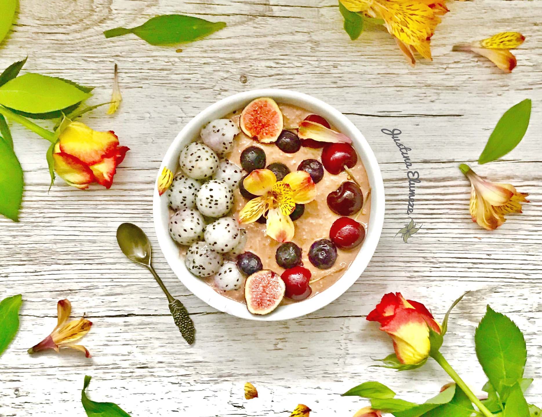 PALEO Overnight Oats with Cherries, Dragon Fruit & Figs