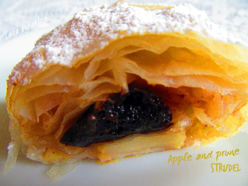 Apple and prune strudel