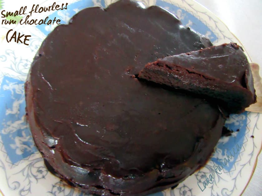 Small flourless rum chocolate cake