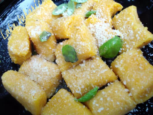Pumpkin gnocchi with basil and Parmesan