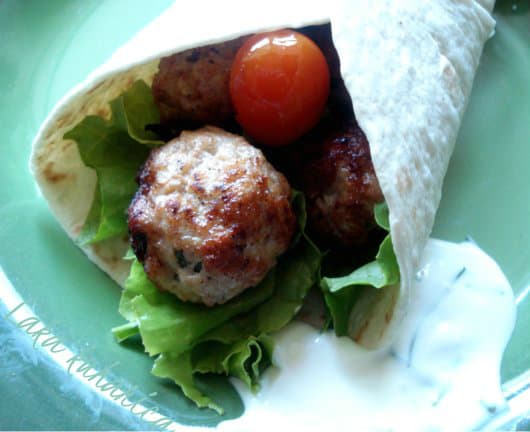 Turkey meatballs tortilla wrap