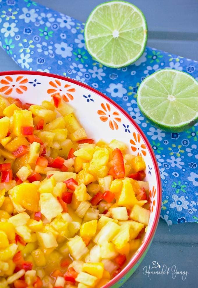 Fresh Pineapple Mango Tropical Salsa with Rum