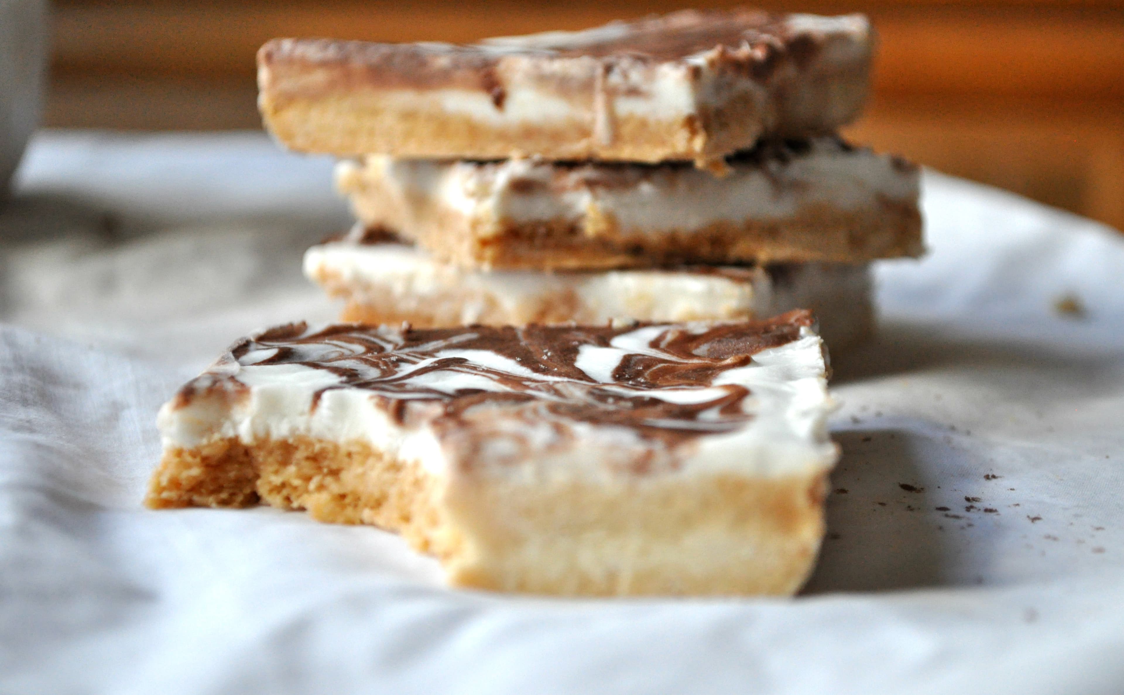 frozen yogurt shortbread bars + coconut + chocolate