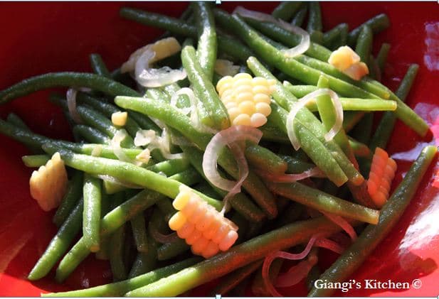 Roasted Pork with Green Beans, Corn,and Shalott Vinaigrette