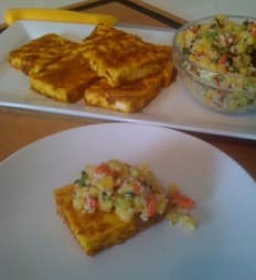 Grilled Indonesian Style Tofu with Peanut Mango Salsa