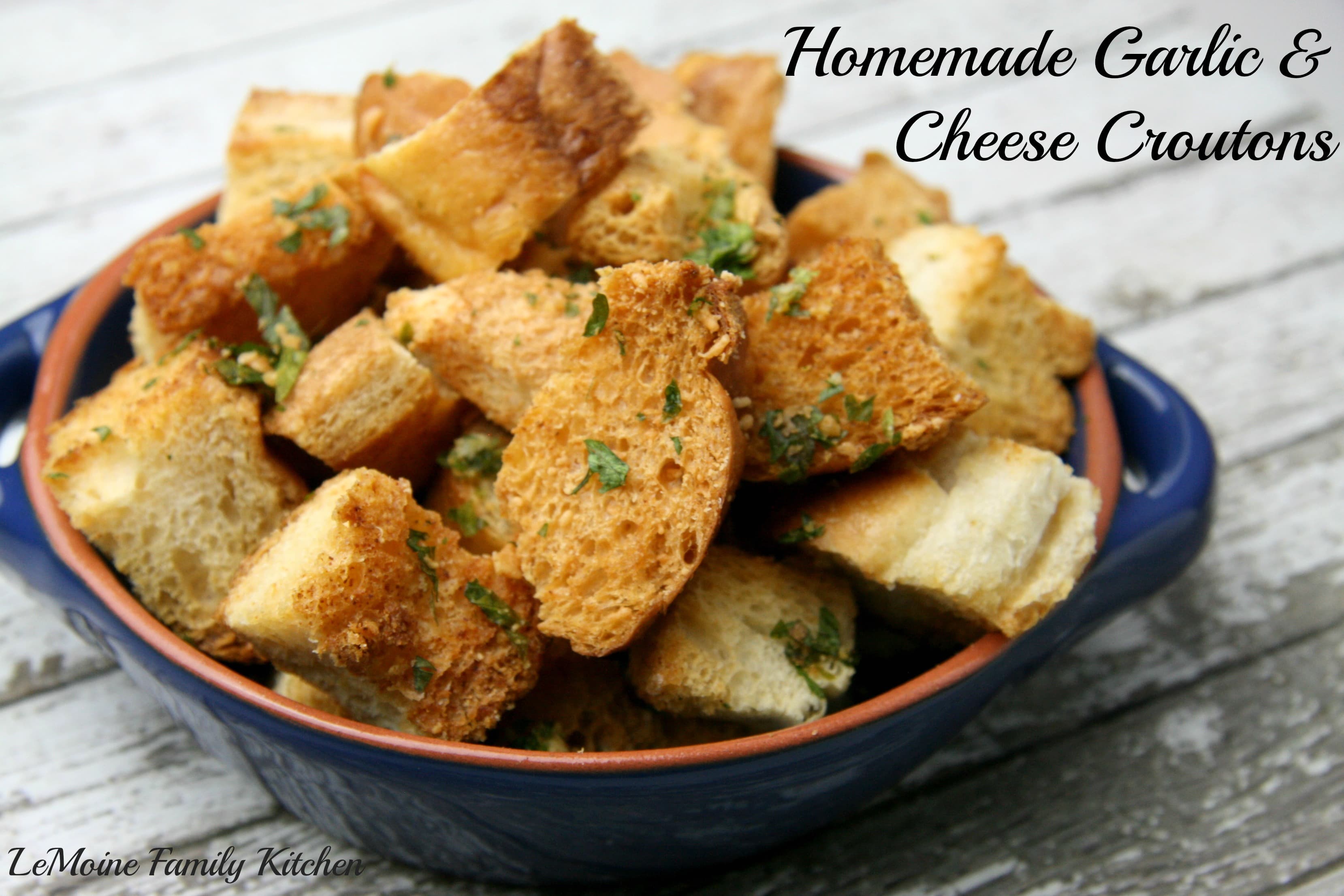 Homemade Garlic & Cheese Croutons