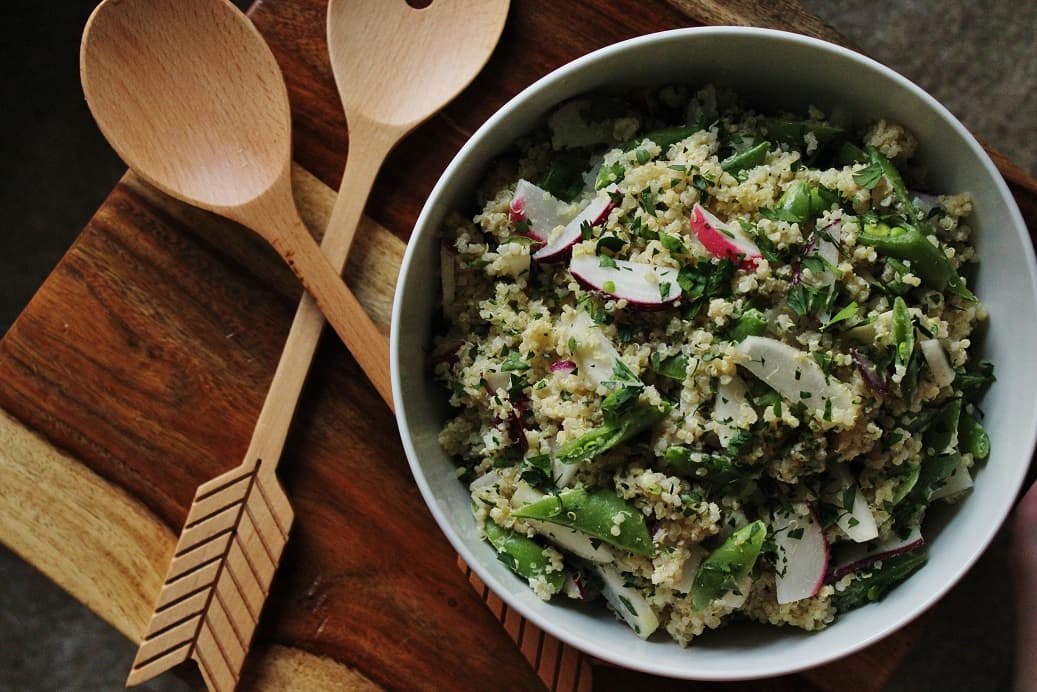 Radish & Snap Pea Quinoa Salad