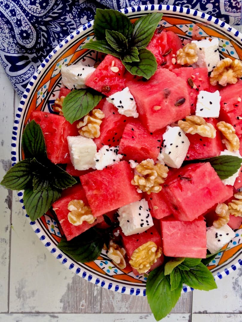 WATERMELON SALAD WITH FETA, WALNUT & NIGELLA SEEDS
