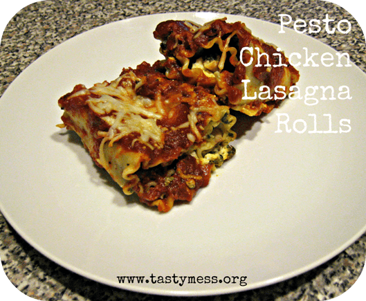 Pesto Chicken Lasagna Rolls