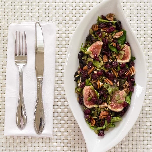 Mixed Green Farro Salad And Fresh Figs